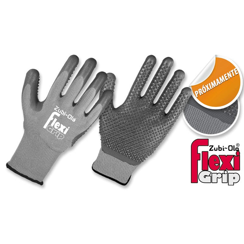 Guantes Poliéster, recubiertos en Nitrilo con puntos • DIP NORMAL •“FlexiGrip”