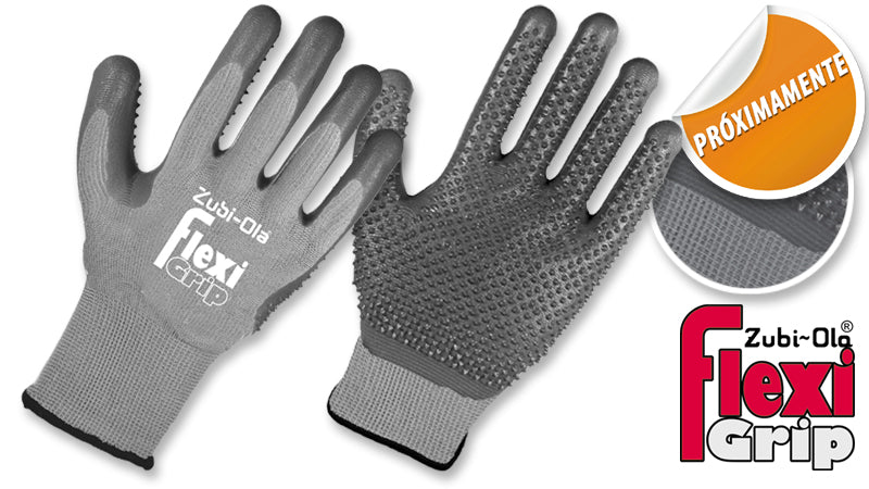 Guantes Poliéster, recubiertos en Nitrilo con puntos • DIP NORMAL •“FlexiGrip”