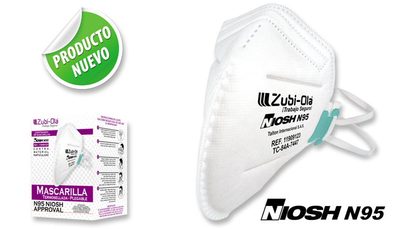 Mascarilla N95, termosellada, plegada, desechable •  x 20 Unidades