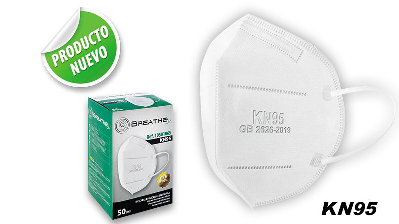 Mascarilla para polvo, termosellada, plegada, desechable •KN95