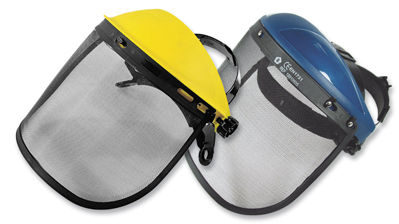 Careta de Protección Facial con Malla Metálica • Soporte ajustable, con ratchet.