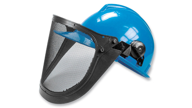 Casco de Seguridad Tipo Industrial con Protección Facial • Visor malla metálica