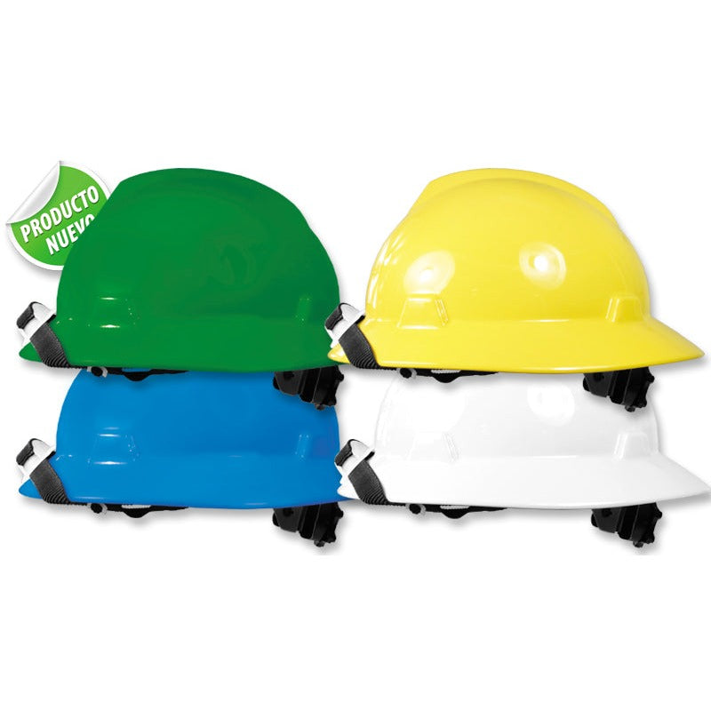 Casco de Seguridad Petrolero-Minero•Tafilete de 4 apoyos, barbuquejo de 2 apoyos