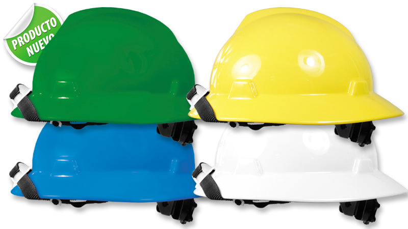 Casco de Seguridad Petrolero-Minero•Tafilete de 4 apoyos, barbuquejo de 2 apoyos