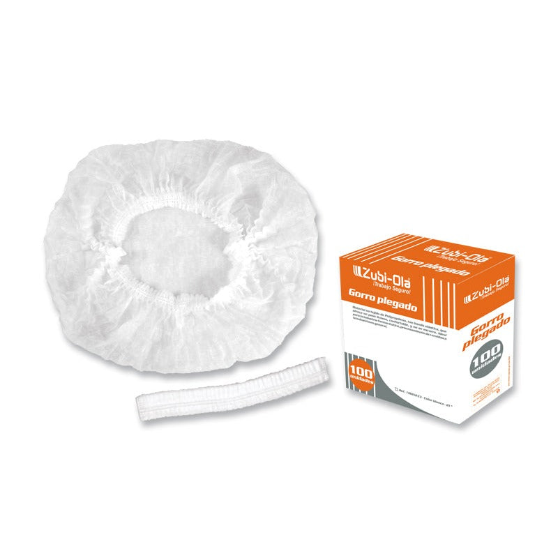 Gorro Plegado, Color Blanco, 21” • Caja x 100 unidades