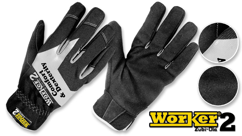 Guantes Industriales en Tela Poliéster y Cuero Sintético • “Worker2”