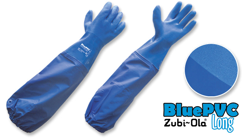 Guantes Semicorrugados • 23.62” (60cm), con manga • “Blue PVC Long”