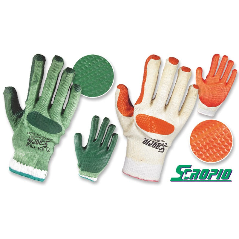 Guantes Hilaza recubiertos en Látex Texturizado para Uso Industrial  “Scropio”