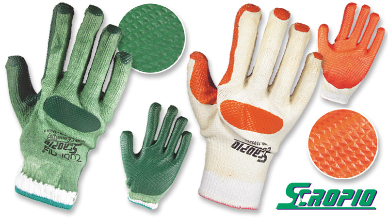 Guantes Hilaza recubiertos en Látex Texturizado para Uso Industrial  “Scropio”