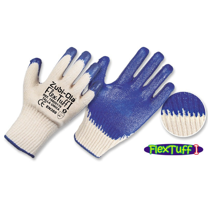 Guantes Hilaza recubiertos en Látex • DIP NORMAL • “Flextuff I”