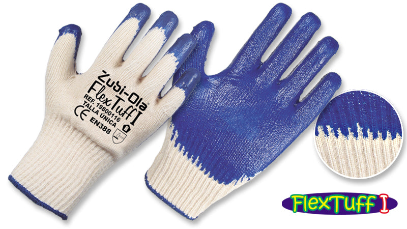Guantes Hilaza recubiertos en Látex • DIP NORMAL • “Flextuff I”