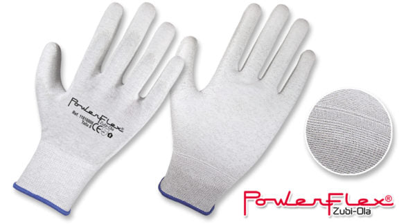 Guantes Nylon/Fibra de Carbono, Dip en Poliuretano • Antiestáticos • “PowerFlex”