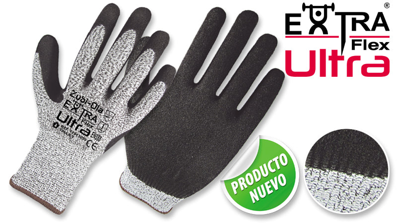 Guantes Fibra HPPE, recubiertos en Nitrilo Corrugado • “ExtraFlex Ultra”