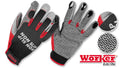 Guantes Industriales en Poliéster y Cuero Sintético • Antideslizante • “Worker”