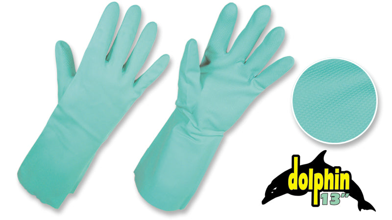 Guantes Nitrilo con Flock • Espesor: 15 mils.• Largo: 13” • “Dolphin 13”