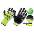 Guantes Poliéster recubiertos en Nitrilo • DIP NORMAL • “PolyFlex Neón”