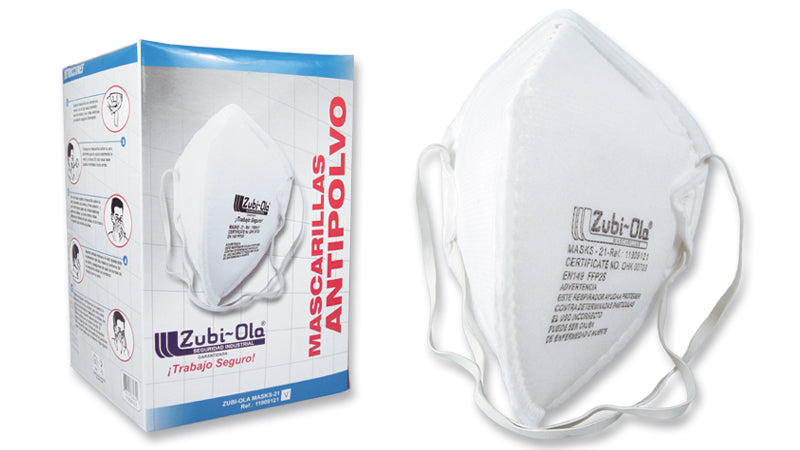 Mascarilla para polvo, termosellada, plegada, desechable• Caja dispensadora x 20