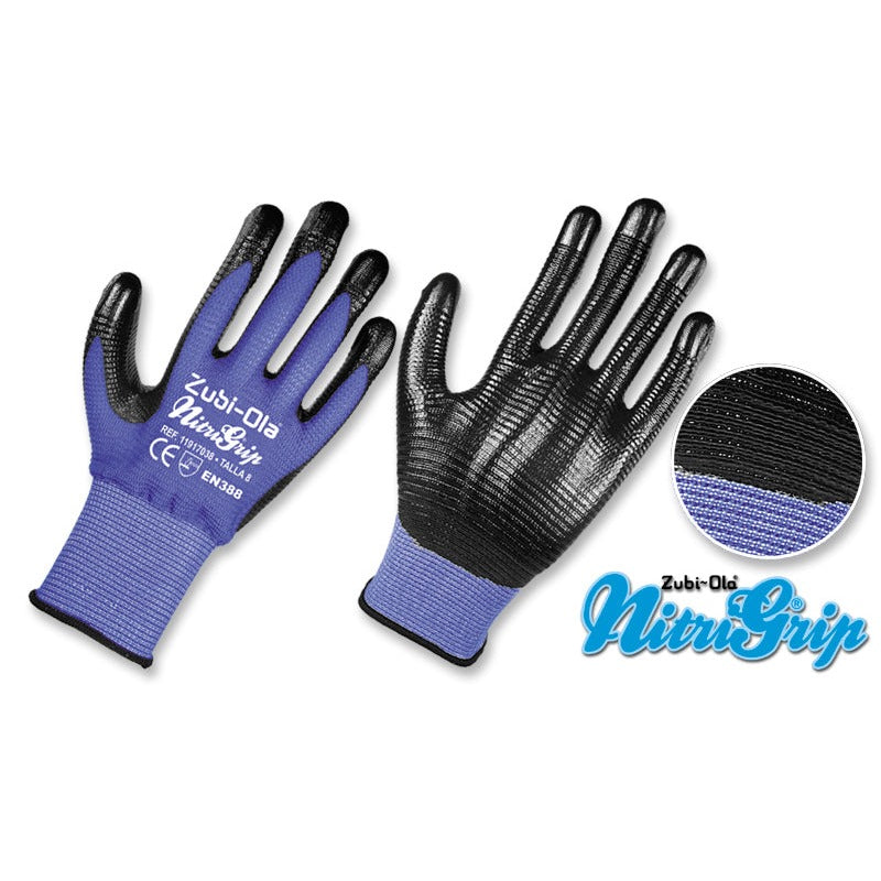 Guantes Nylon texturado, recubiertos en Nitrilo • DIP NORMAL •“NitriGrip”