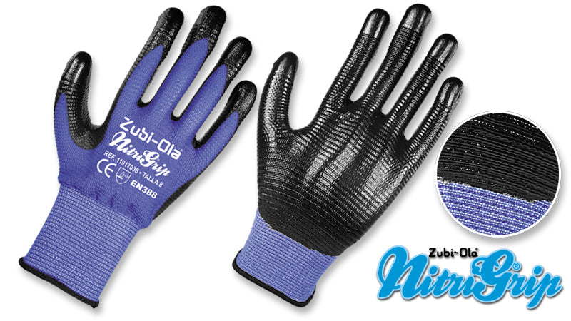 Guantes Nylon texturado, recubiertos en Nitrilo • DIP NORMAL •“NitriGrip”