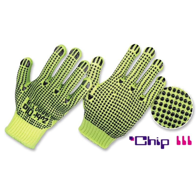 Guantes Fibra Sintética Poliéster Neón Puntos PVC • 2 Caras • “Chip III”