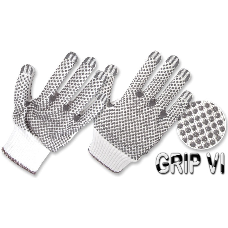 Guantes Fibra Sintética Poliéster Blanco con Puntos PVC • 2 Caras • “Grip VI”