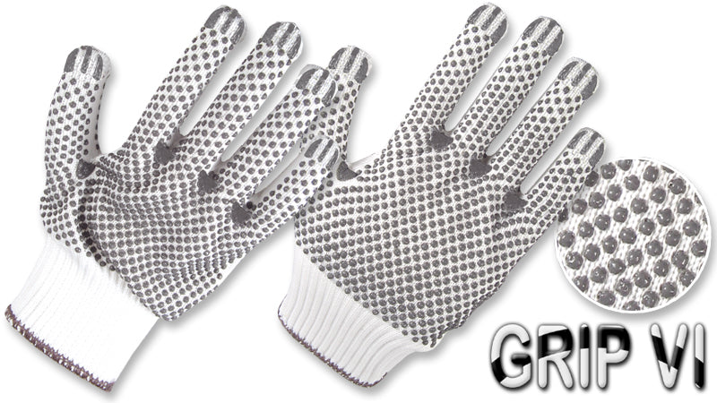 Guantes Fibra Sintética Poliéster Blanco con Puntos PVC • 2 Caras • “Grip VI”