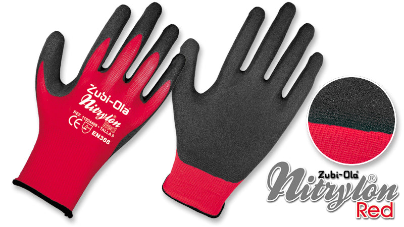 Guantes Nylon recubiertos en Nitrilo • DIP NORMAL • “Nitrylon Red”