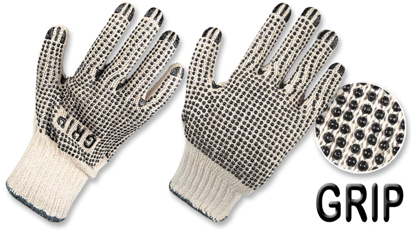 Guantes Hilaza Algodón/Poliéster con Puntos PVC • 2 Caras • “Grip”