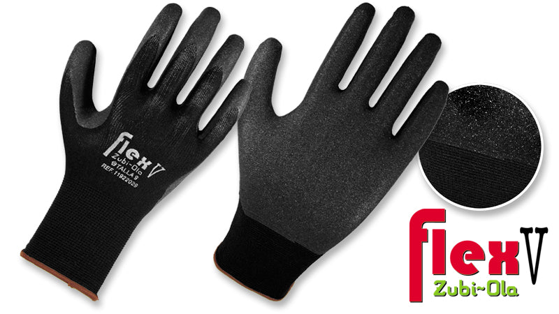 Guantes Nylon/Spandex recubiertos en Nitrilo • DIP NORMAL • “Flex V” Zubi-Ola®