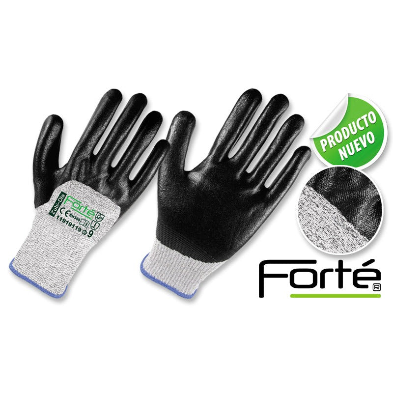 Guantes Fibra HPPE, recubiertos en Nitrilo • 3/4 DIP • Nivel 5 • “Forté”