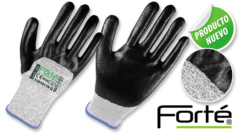 Guantes Fibra HPPE, recubiertos en Nitrilo • 3/4 DIP • Nivel 5 • “Forté”