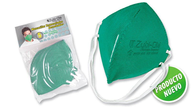 Mascarilla para polvo• Termosellada• Desechable• Bolsa x 5 unidades• 3 Colores