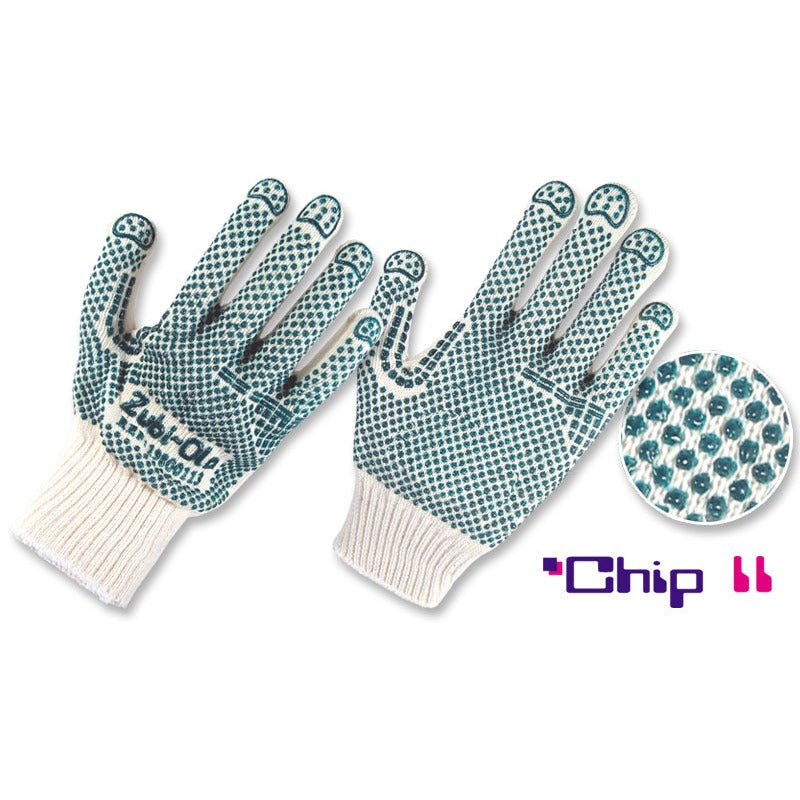 Guantes Hilaza Algodón/Poliéster con Puntos PVC • 2 Caras • “Chip II”