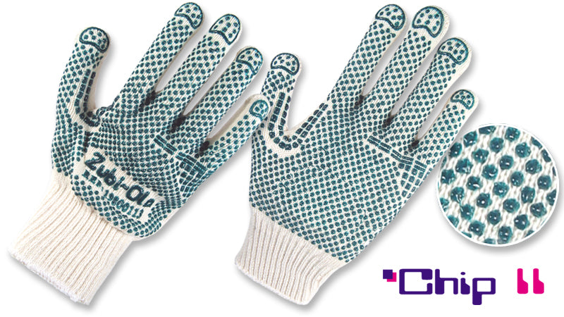 Guantes Hilaza Algodón/Poliéster con Puntos PVC • 2 Caras • “Chip II”