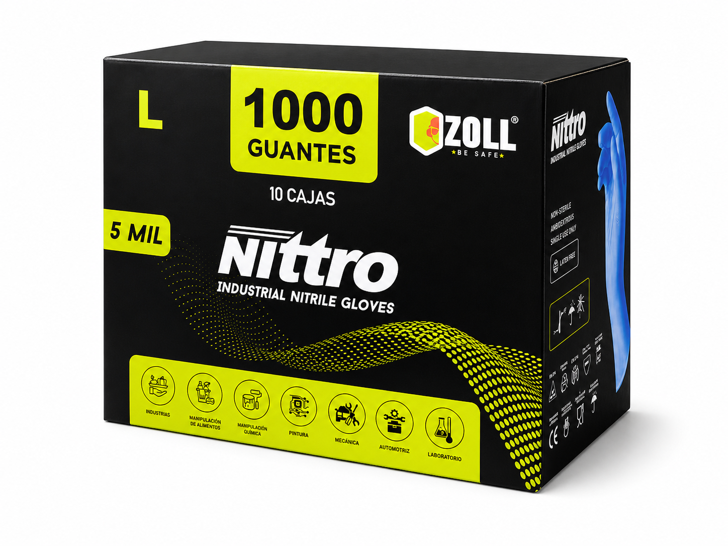 GUANTES DE NITRILO PARA  USO INDUSTRIAL CAJA POR 100 UNIDADES - NITTRO
