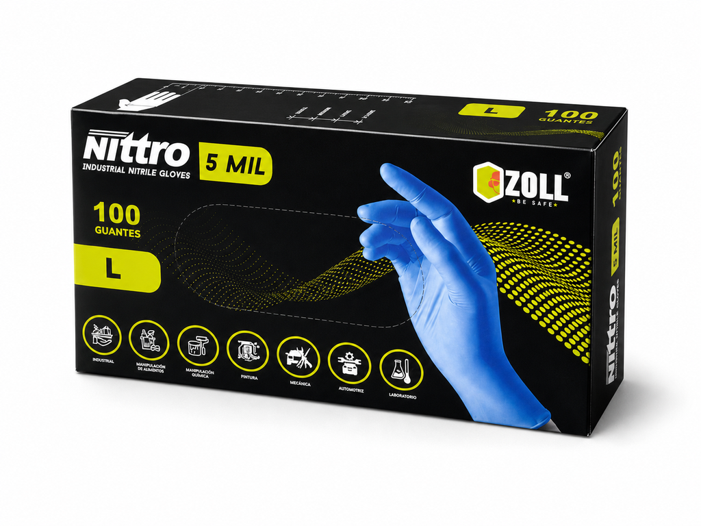 GUANTES DE NITRILO PARA  USO INDUSTRIAL CAJA POR 100 UNIDADES - NITTRO