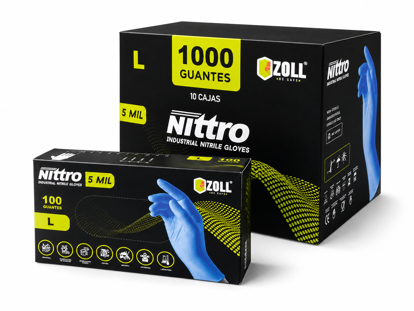 GUANTES DE NITRILO PARA  USO INDUSTRIAL CAJA POR 100 UNIDADES - NITTRO