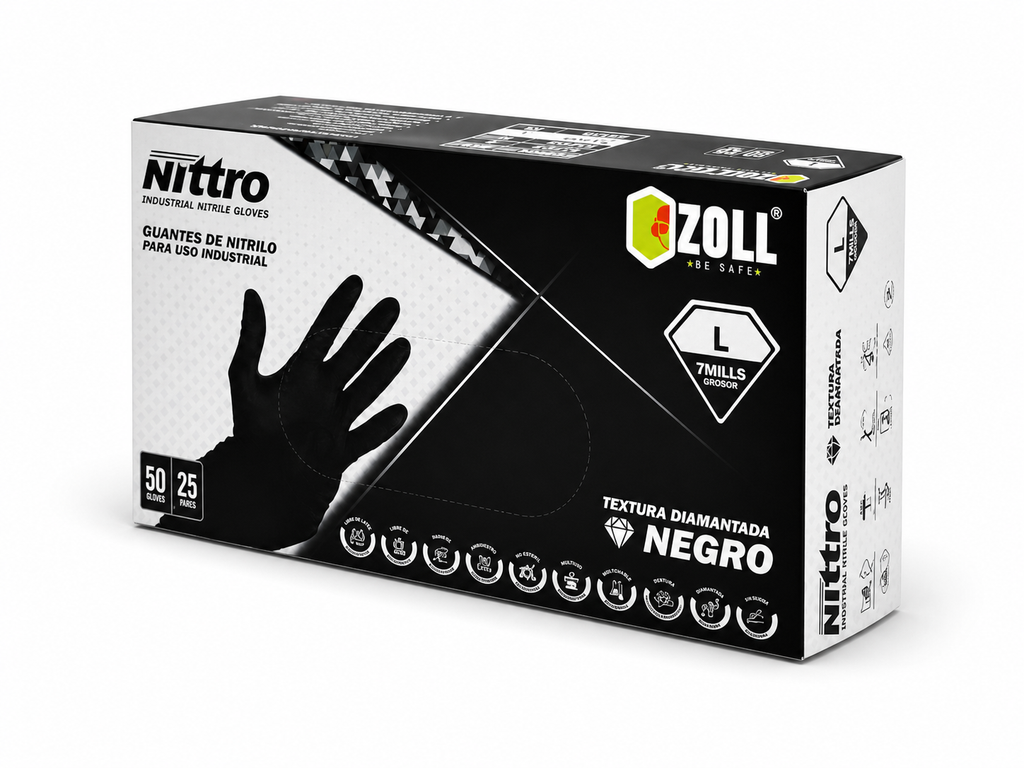 GUANTES DE NITRILO NEGRO PARA USO INDUSTRIAL (7MILLS)
