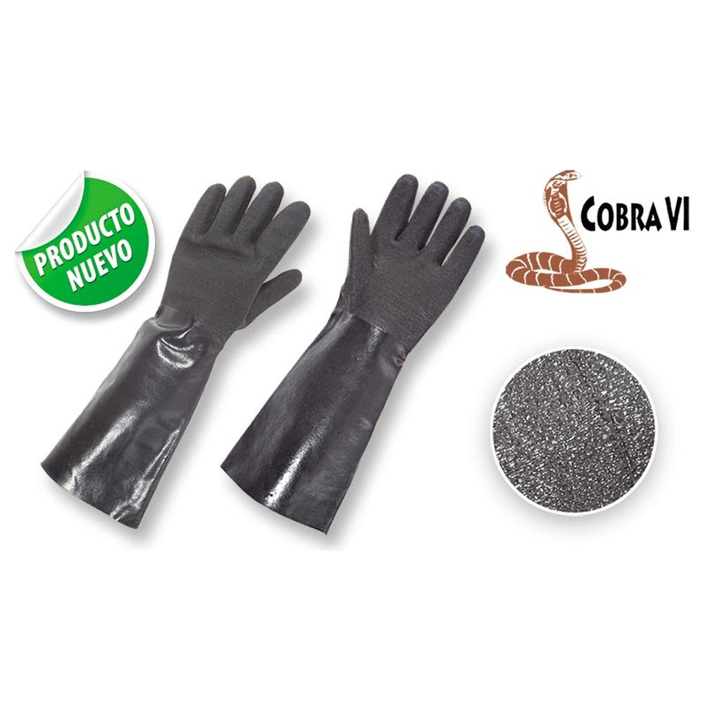 Guantes de neopreno negro corrugado puño largo 45 cm Cobra VI Zubiola