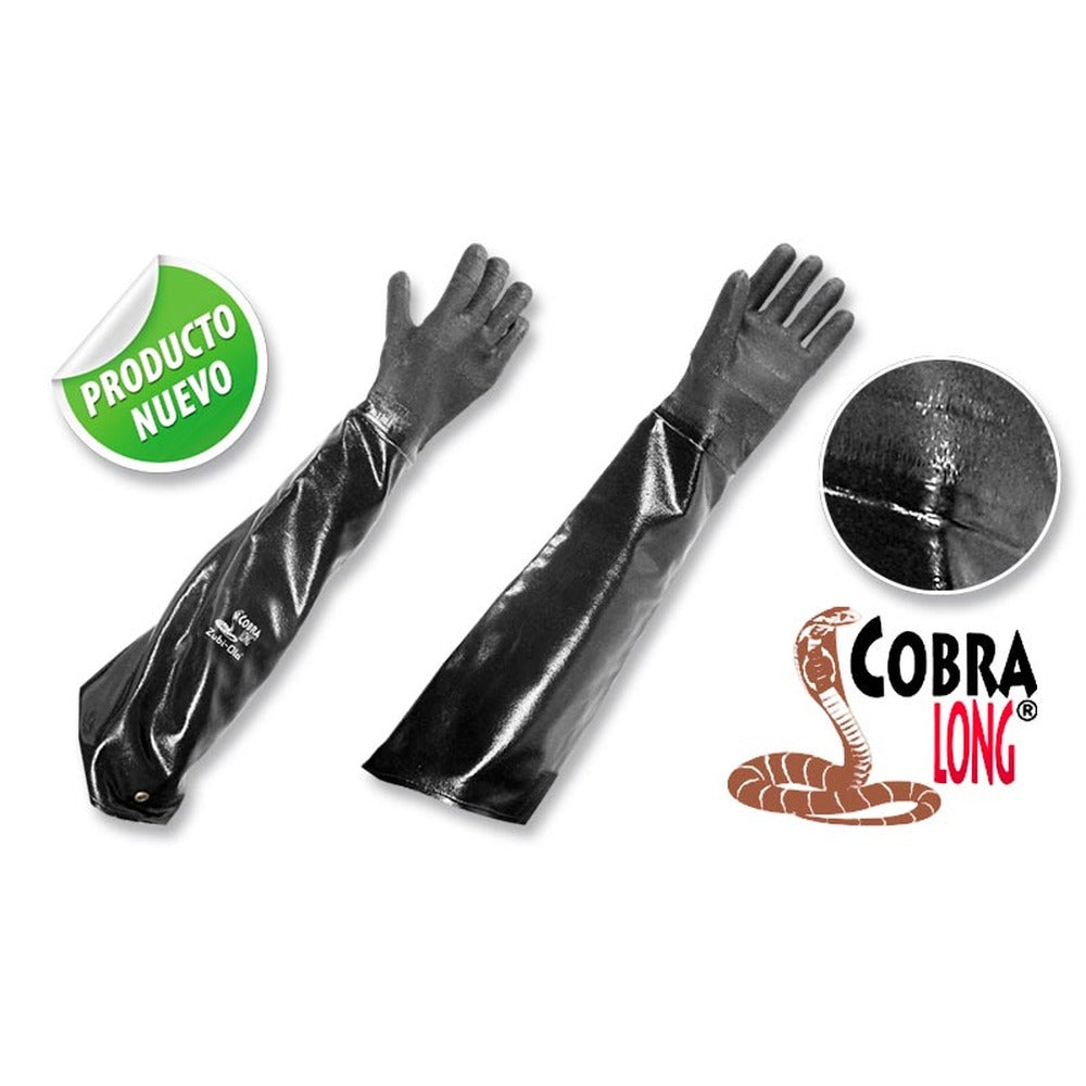 Guantes de neopreno negro corrugado puño largo 78 cm Cobra Long Zubiola